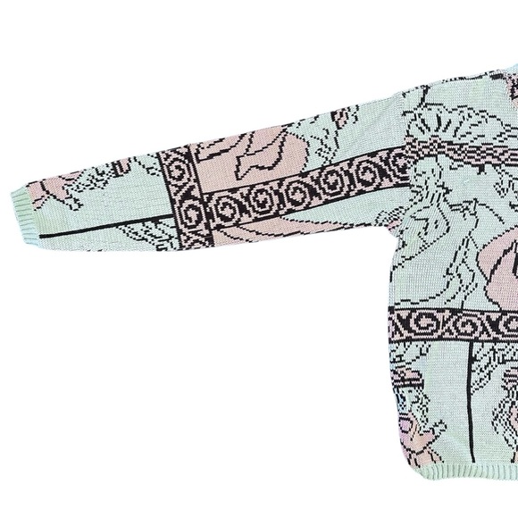 Vintage 80s 90s Baby Pink & Blue Female Body Coquette Abstract Sweater Size XL - Picture 3 of 11